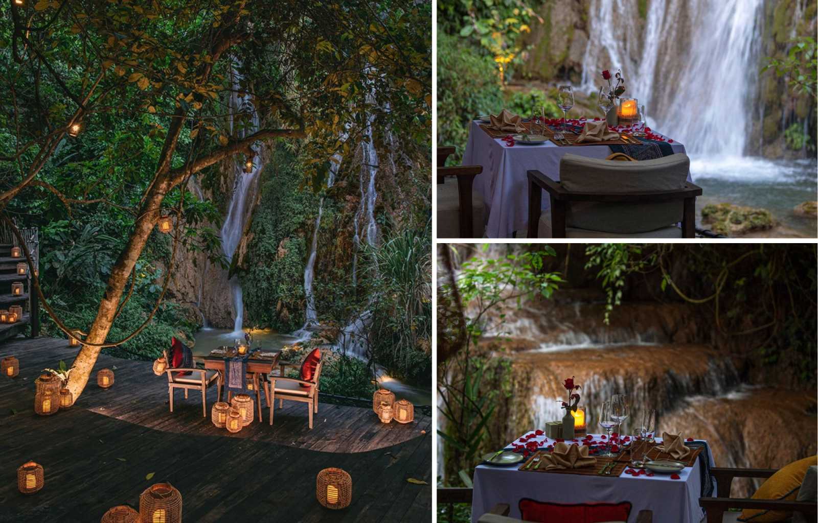 Dịch vụ bữa tối lãng mạn bên thác nước tại Avana Retreat Resort Hòa Bình
